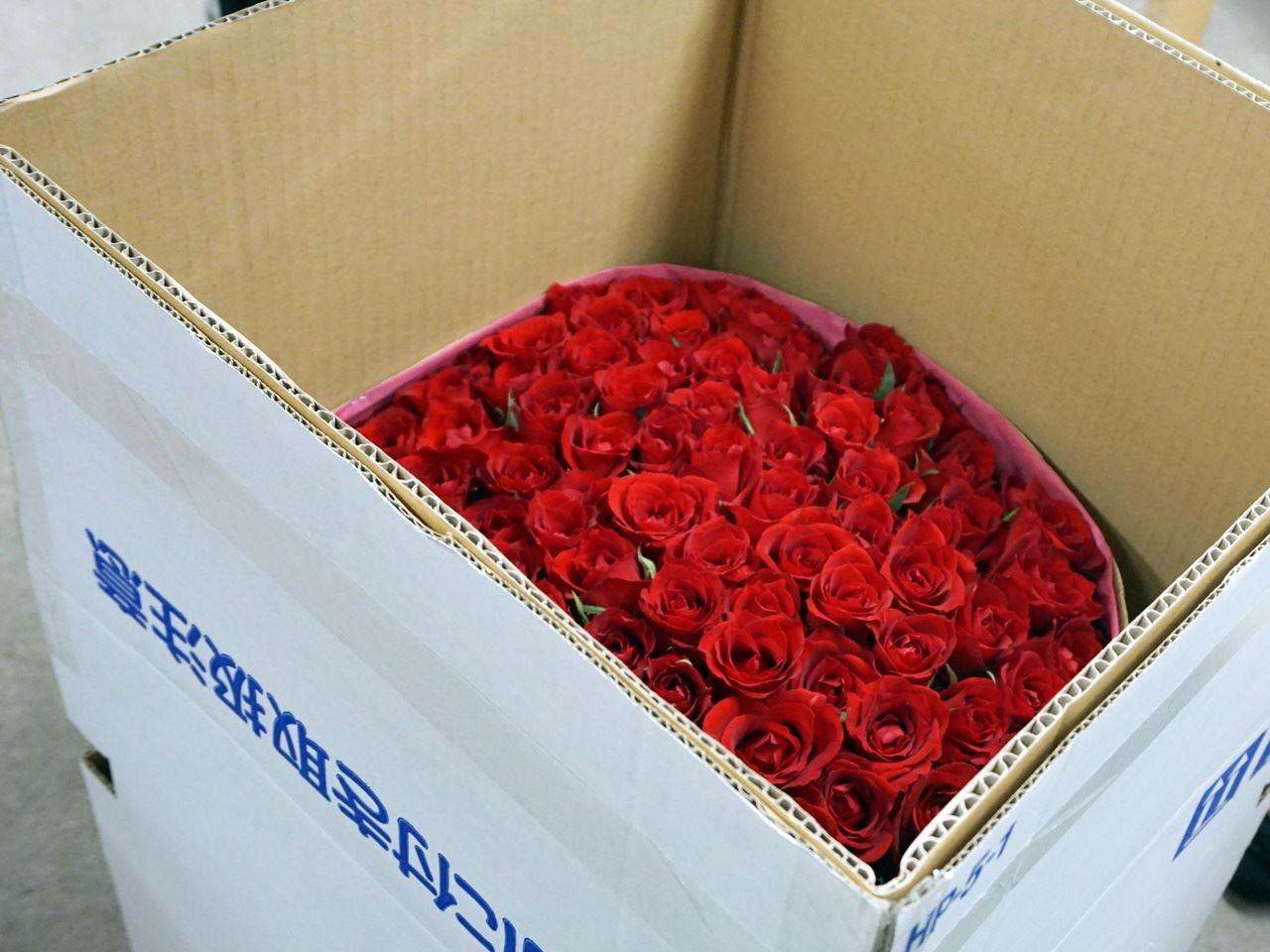 【日比谷花壇】100本のバラのパッケージ